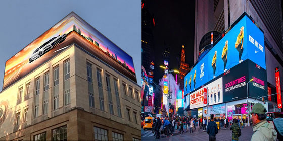 Skrzywiony zewnętrzny budynek 3D Billboard Duży ekran wideo Led Image Display P3.9 Stały ekran reklamowy Ekran zewnętrzny