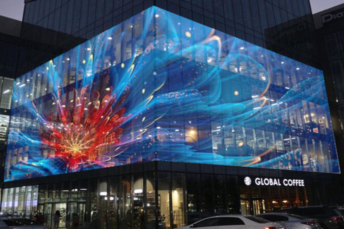 Gflow 500*500mm P3.9-7.8mm Zewnętrzny Przejrzysty LED Display LED Video Mesh Curtain