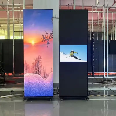 Dobra cena. Plakat LED sterowany przez 4G i WiFi z kołami składanymi i rozstawem pikseli P1,5mm do centrów handlowych w Internecie