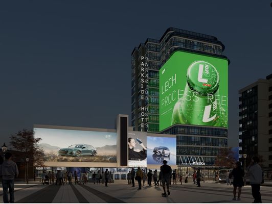 Wysokiej jasności cyfrowy przejrzysty ekran LED P15.6mm IP65 500*1000mm